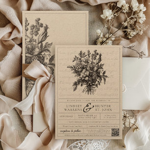 Vintage Florale Boho Rustikale Kraft-Christliche H Einladung