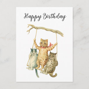 Vintage Florale Boho-Wasserfarben-Katzen Alles Gut Postkarte