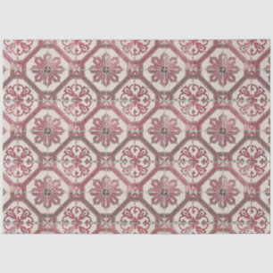 Vintage florale Delft Rosa Tile Decoupage Seidenpapier