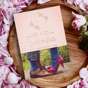 Vintage florale Diamant Foto rosa Textil Effekt Folieneinladung