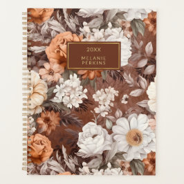 Vintage florale Dusty Brown Peach Wasserfarbe Blum Planer