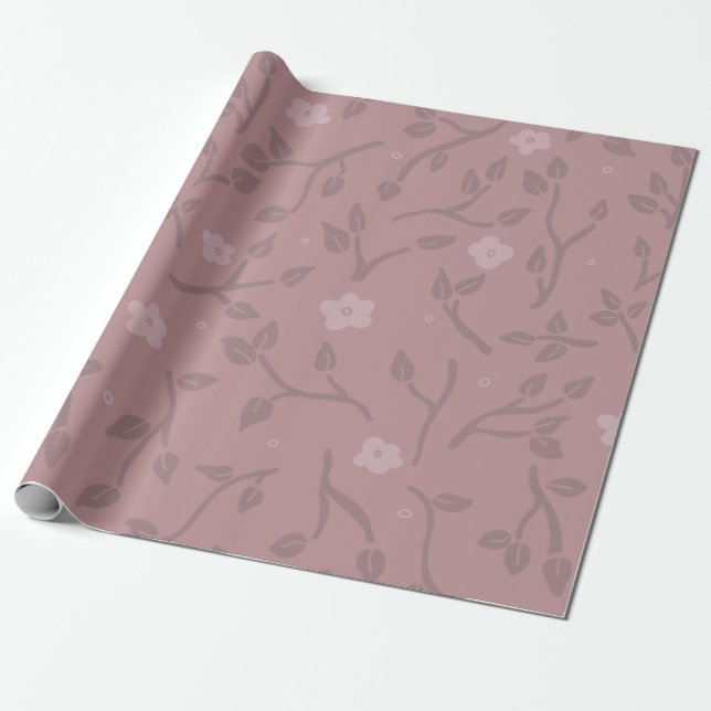 Vintage florale Dusty Rose Geschenkpapier (Ungerollt)