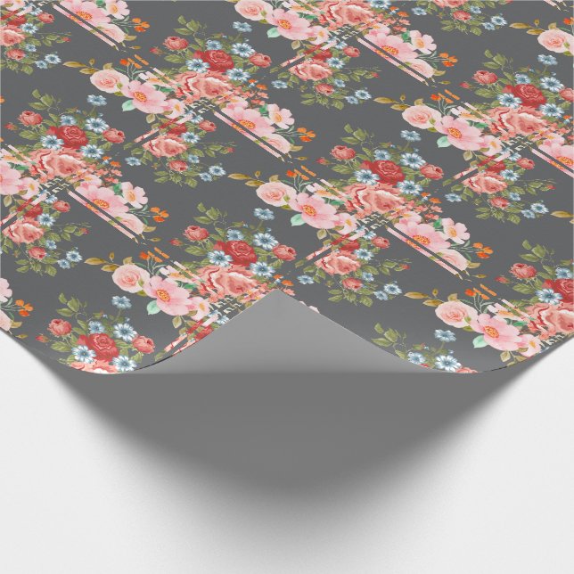 Vintage florale Elegance Geschenkpapier (Ecke)
