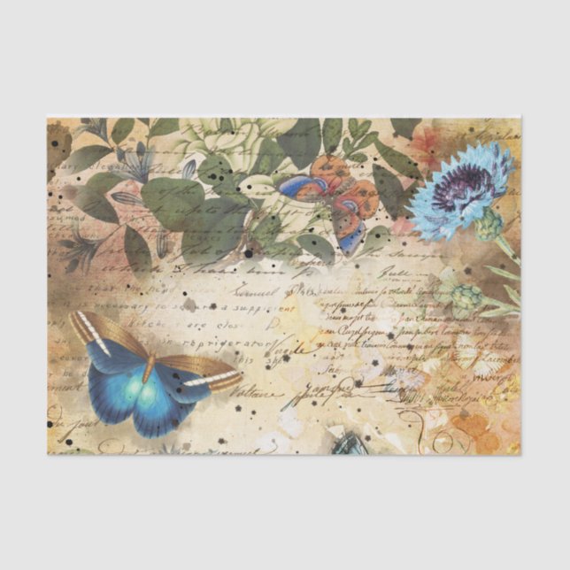 Vintage florale Ephemera Seidenpapier (Vorderseite)