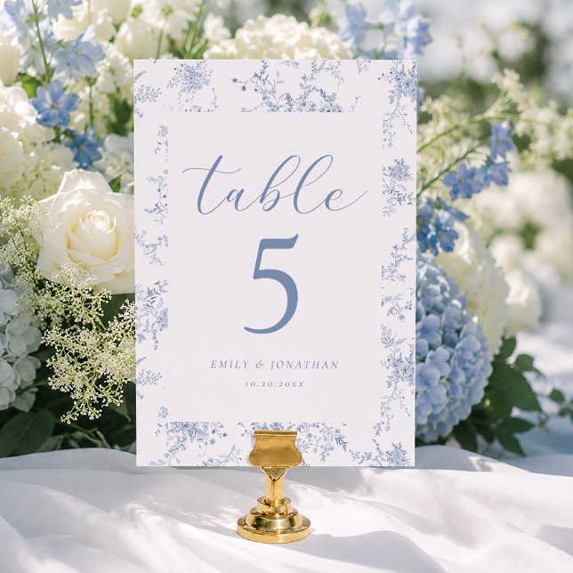 Vintage Florale Französische Blaue Hochzeit Tischnummer (Von Creator hochgeladen)
