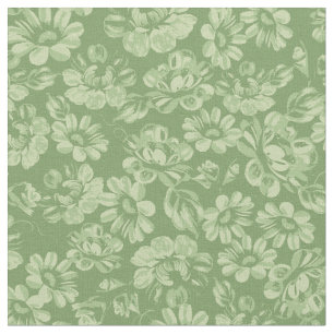 Vintage florale Französische Landgrüne Blume Stoff