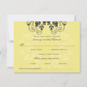 Vintage florale Geblüht Karkohlegelbe RSVP-Karte RSVP Karte