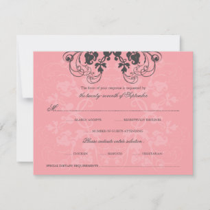 Vintage florale Geblüht Karkohlepink-RSVP-Karte RSVP Karte