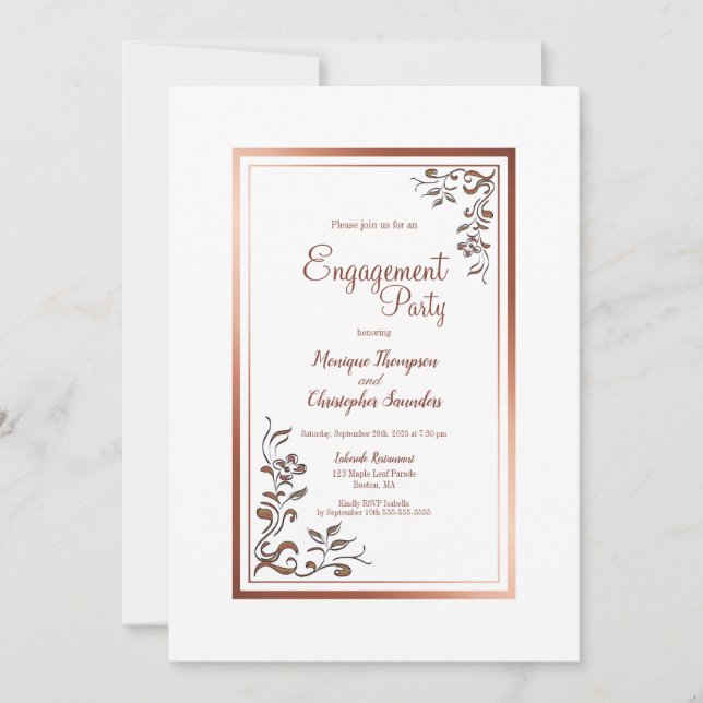 Vintage florale Gold-Begegnungspartei Einladung (Vorderseite)