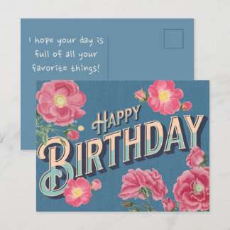 Vintage florale Happy Birthday Card Postkarte