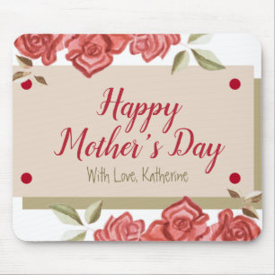 Vintage florale Happy Mütter Tag Rose Grün Mousepad