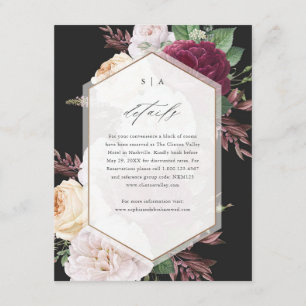 Vintage Florale Hochzeitsdetails Unterkünfte Begleitkarte