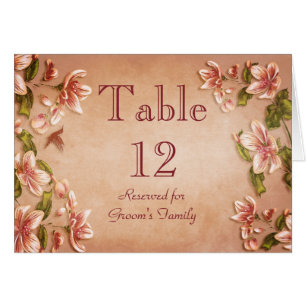 Vintage Florale Hochzeitstisch-Nummer Pink Azaleen