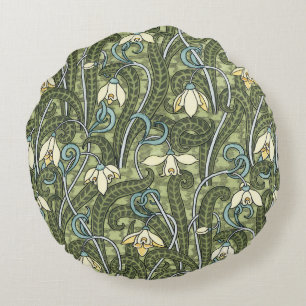 Vintage florale Jugendstil-Blume Rundes Kissen