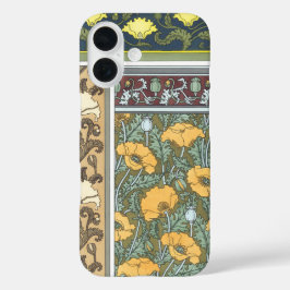 Vintage florale Jugendstil Mohn Blume iPhone 16 Hülle