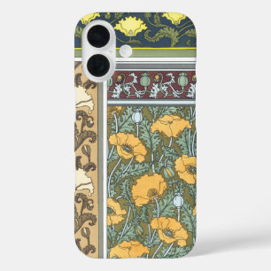 Vintage florale Jugendstil Mohn Blume iPhone 16 Hülle