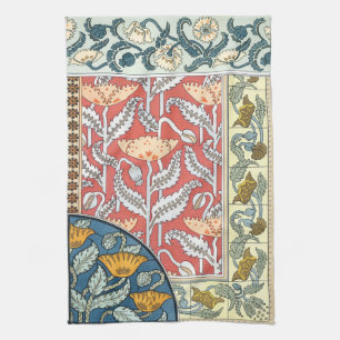 Vintage florale Jugendstil Mohn Blume Geschirrtuch