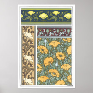 Vintage florale Jugendstil Mohn Blume Poster