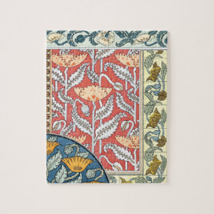 Vintage florale Jugendstil Mohn Blume Puzzle