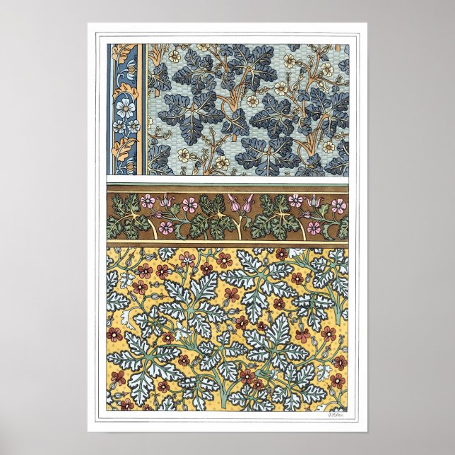 Vintage florale Jugendstil Wild Geranium Blume Poster (Vorne)