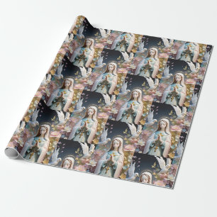 Vintage florale Jungfrau Mary Gift Wrapping Paper Geschenkpapier