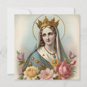 Vintage florale Jungfrau Mary Grußkarte Karte