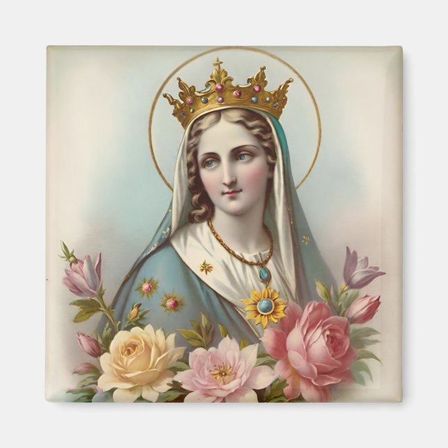 Vintage florale Jungfrau Mary Magnet, katholisch Magnet (Vorne)