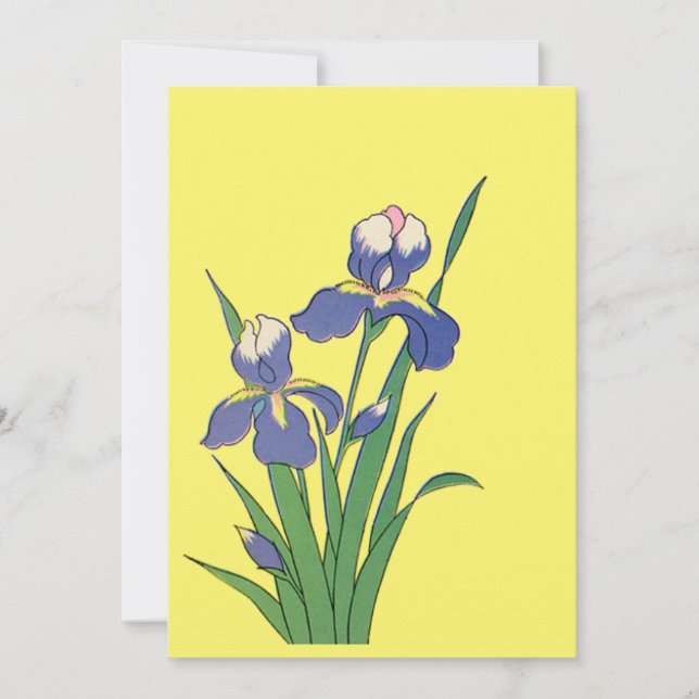 Vintage florale, Lila Frühjahrsgärten Iris-Blume (Vorderseite)