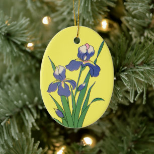 Vintage florale, Lila Frühjahrsgärten Iris-Blume Keramikornament