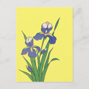 Vintage florale, Lila Frühjahrsgärten Iris-Blume Postkarte