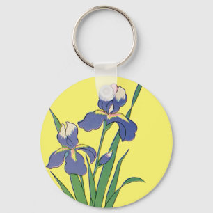 Vintage florale, Lila Frühjahrsgärten Iris-Blume Schlüsselanhänger