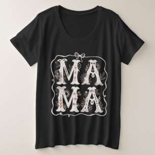 Vintage florale MAMA Typografie Große Größe T-Shirt