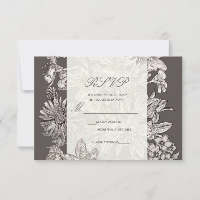 Vintage florale Moderne Hochzeitsszenierung - RSVP (Vorderseite)