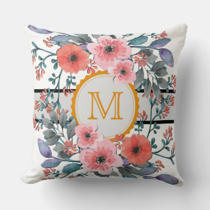 Vintage florale Monogramm Kissen