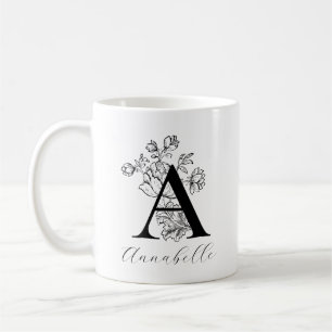 Vintage florale Monogramm Letter A Kaffeetasse