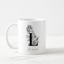 Vintage florale Monogramm Letter L Name Kaffee Tas Kaffeetasse