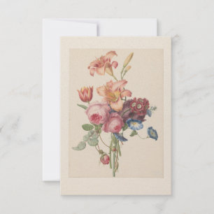 Vintage florale niederländische feine Kunst Aquare Dankeskarte