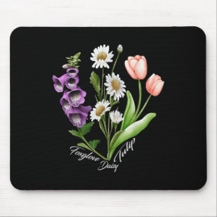 Vintage florale Pflanze Foxglove Daisy Tulip Blume Mousepad