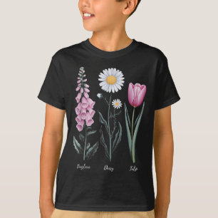 Vintage florale Pflanze Foxglove Daisy Tulip Blume T-Shirt
