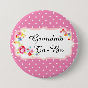 Vintage Florale Pink "Oma werdende" Baby Button