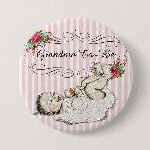 Vintage Florale Pink "Oma werdende" Baby Button