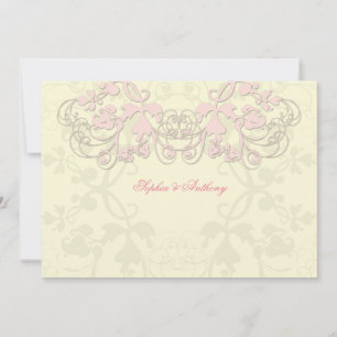 Vintage Florale Pracht Rosa Hochzeitseinladung Einladung