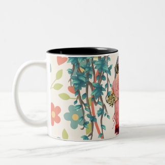 Vintage florale Retro-Frauen kostspielig Zwei-Tone Zweifarbige Tasse