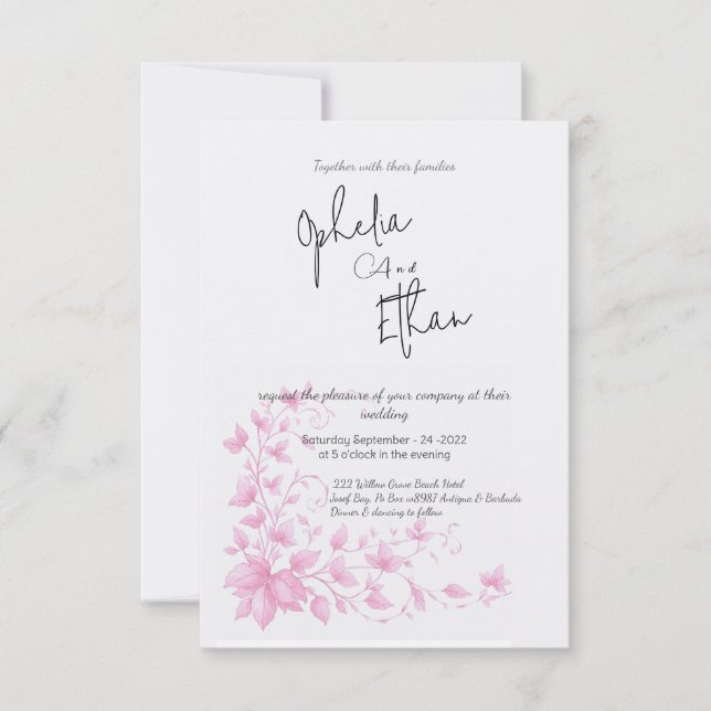 Vintage florale Romantische Hochzeit Einladung (Vorderseite)