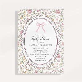 Vintage Florale Rosa Schleife Baby Shower Einladun Einladung