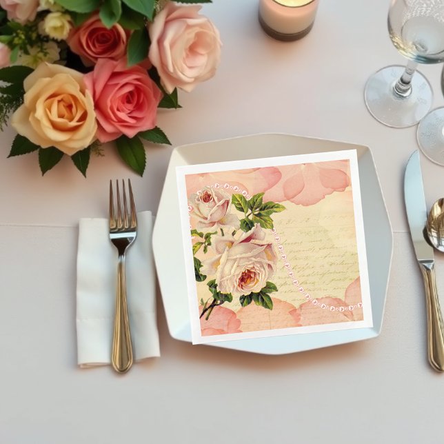 Vintage florale Rose Antike Handschrift Dekoupage Serviette (Von Creator hochgeladen)