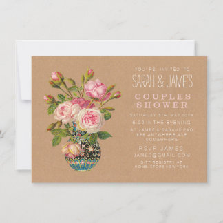Vintage florale Rose Paare Dusche Party laden Einladung