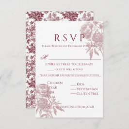 Vintage florale RSVP-Karte - Burgundy Toile Inspir RSVP Karte
