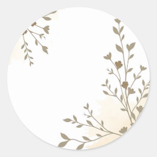 Vintage florale Silhouetten mit delikaten Blätter Runder Aufkleber