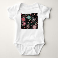 Vintage florale Stickerei Dunkles Muster
